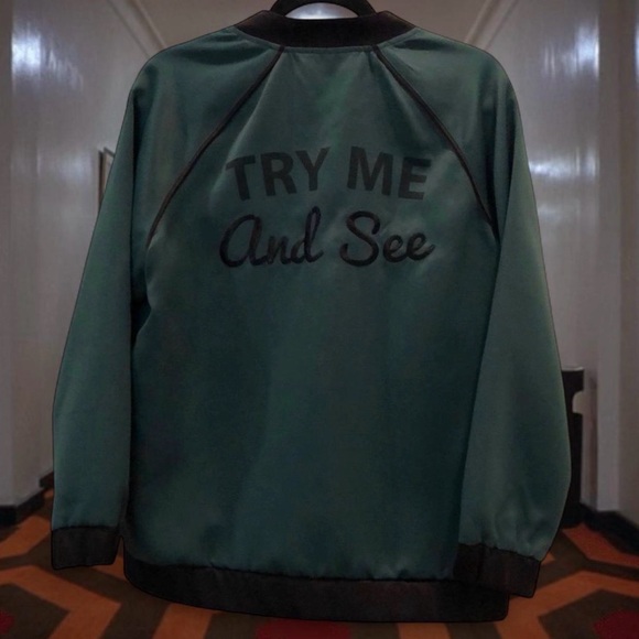 NWT Exclusive EVIL TWIN ‘Try Me’ Retro Raglan Satin Bomber - Picture 1 of 5